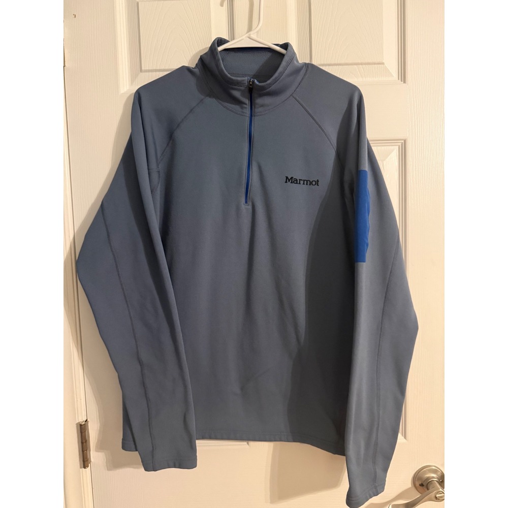 Marmot Men's XL Gray Blue 1/4 Zip Pullover Performance Fleece Jacket